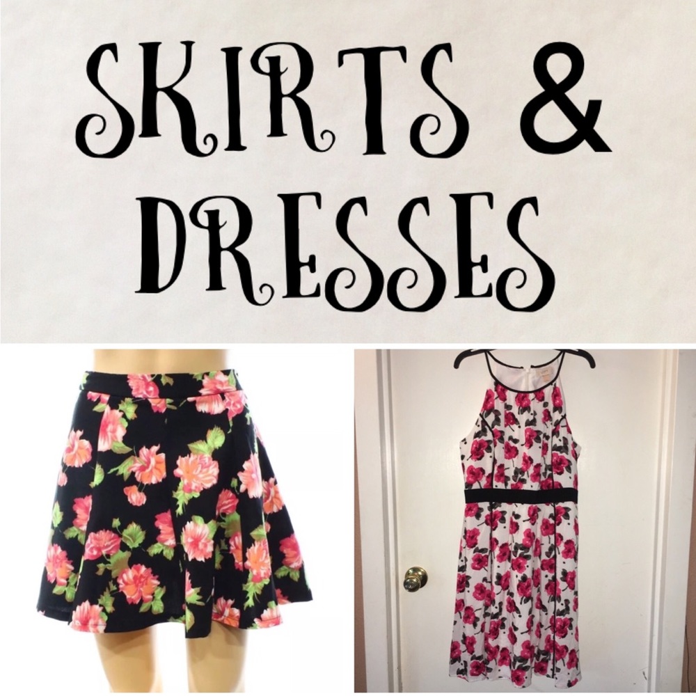 Skirts & Dresses Floral A-Line Flare Prom Holiday Party Formal Womens Juniors